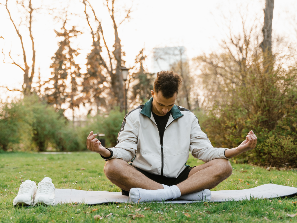 An image of a man meditating for anxiety relief